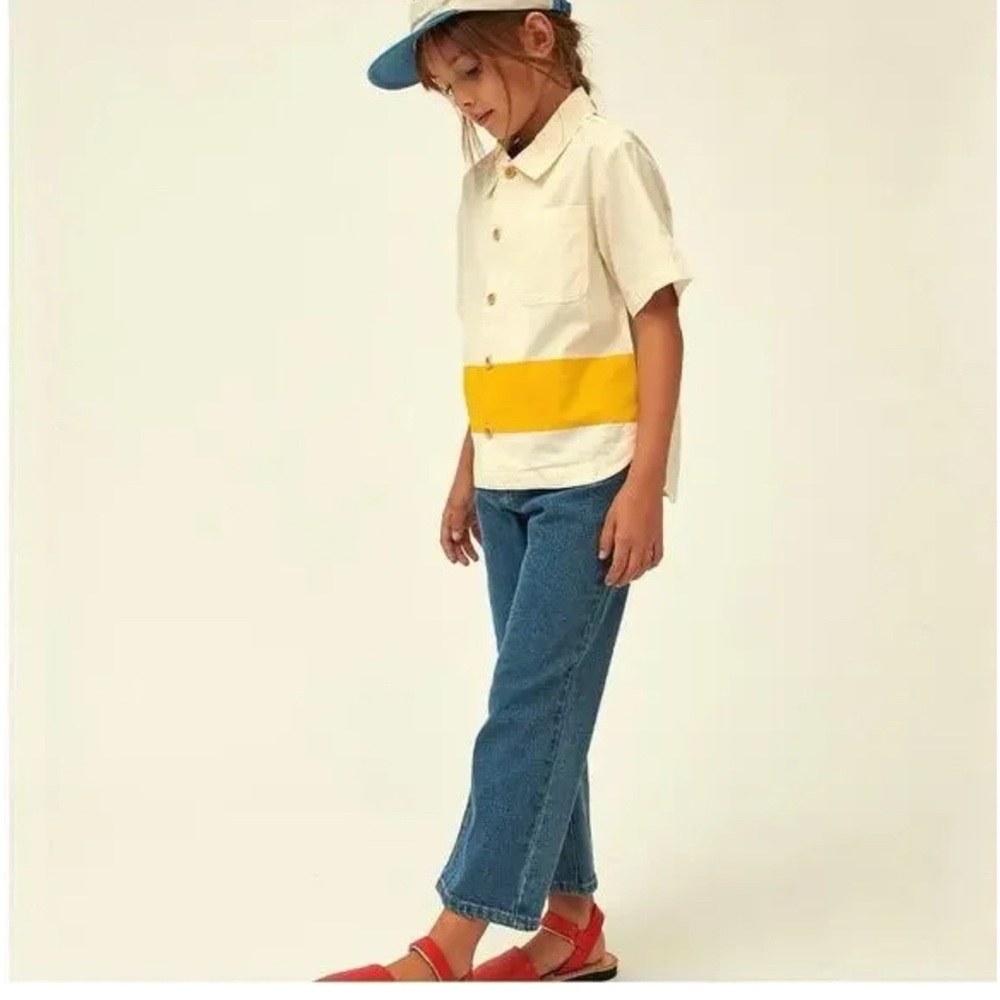 Kids Cream and Yellow Button Down Shirt